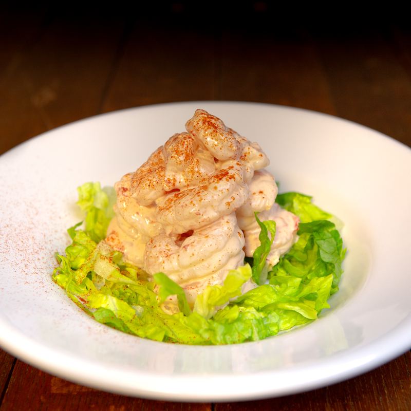 Prawn cocktail on a bed of lettuce